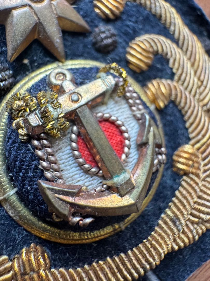 日本海軍 帽章 金モール刺繍 当時物 帝国海軍