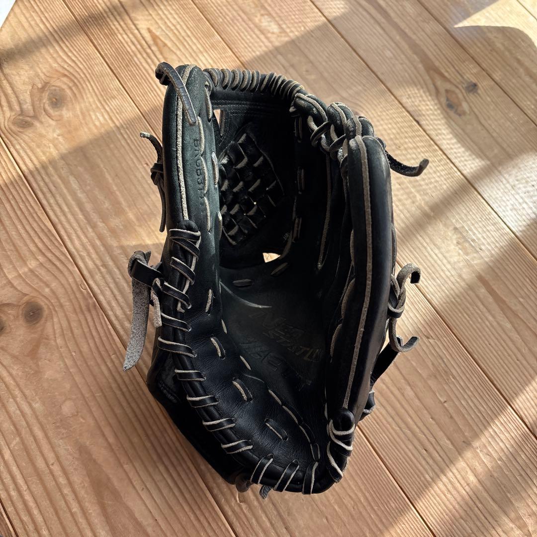 ZETT ブラック 軟式グローブ 編み込みデザイン