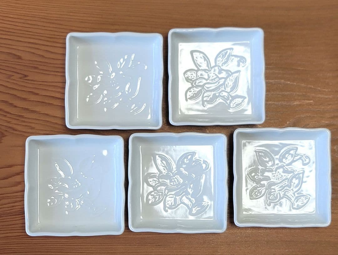 【新品未使用品】　有田焼　白磁　角皿　小鉢　小皿 薬味皿　5客セット