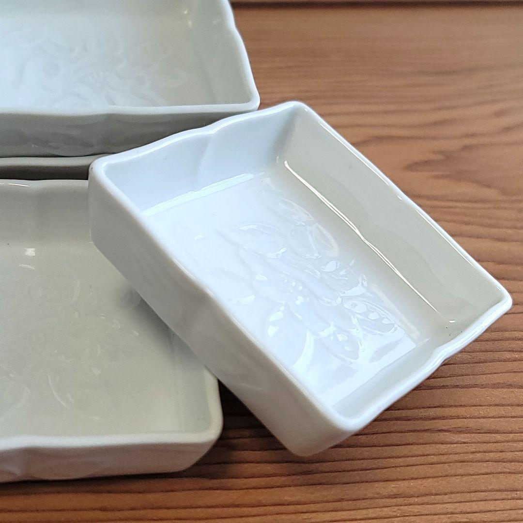 【新品未使用品】　有田焼　白磁　角皿　小鉢　小皿 薬味皿　5客セット